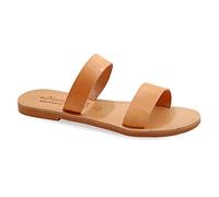 41 beige Emmanuela Sandales en cuir plate à la main à la main Grecque, Sandales simples de qualité, chaussures d'été de qualité pour femmes, sandales à glissière avec orteils ouverts