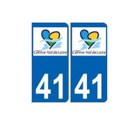 41 Loir-et-Cher autocollant plaque immatriculation auto département sticker Centre-Val de Loire logo- Angles : arrondis- Couleur de fond : noir