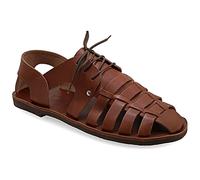 41 marron Emmanuela Sandales de pêcheurs d'Emmanuela pour hommes avec des lacets, sandales en cuir à la main dans un style grec ancien, des chaussures d'été de haute qualité en noir, marron, beige