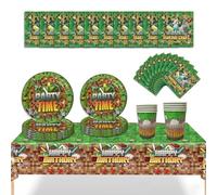 41 Pcs Vaisselle Pour Fête Thème Des Jeux Vidéo, Décoration De Table Pour Anniversaire D'Enfants Thème Des Jeux Vidéo, Assiettes En Carton Réutilisables, Serviettes, Gobelets, Nappes