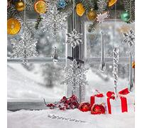 41 Pièces Acrylique Décoration de Noël,Flocons de Neige en Acrylique,Icicles pour Déco de Sapin de Noël