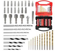 41 Pièces Jeu de Forets et D'embouts, Coffret Forets pour le Bois, la Pierre et le Métal et y Compris Brique Douilles Fraise Butées de Perçage et Boîte de Rangement Robuste