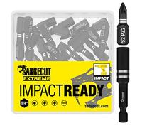 41 x SabreCut SCPA25_41 Jeu d'embouts de tournevis à percussion PZ2 de 25mm à extrémité unique Pozidriv POZI No.2 Heavy Duty comprenant un porte-embout et une boîte de rangement