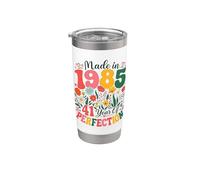 41 Year Old Made in 1985 Retro Floral 41st Birthday Women Gobelet isotherme en acier inoxydable double paroi
