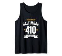 410 Baltimore Code régional États-Unis Ville en Vieilli Authentique (foncé) Débardeur