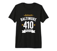 410 Baltimore Code régional États-Unis Ville en Vieilli Authentique (foncé) T-Shirt Haut de Gamme
