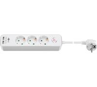 41264 3-drożna listwa zasilająca z przełącznikiem i gniazdami USB | ilość 3
