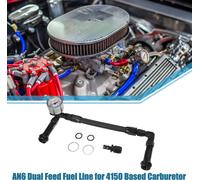 4150 Tuyau de carburant tressé avec jauge de pression AN6 Double alimentation pour carburateur 4150 en aluminium noir