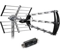 415054 Antenne D'Extérieur Trinappe 26 Db - Filtre 5G 694 Mhz, Récéption Tv Tnt Signaux Dvb-T / T2 - Montage Toit Ou Combles - Compatible 4K Uhd - Gris