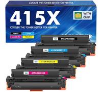 415X 415A Toner: (avec Puce) Compatible pour HP 415X Toner Color Laserjet Pro MFP M479fdw M479fnw M479dw M479fdn M454dw M454dn M479 W2030X W2031X W2032X W2033X (Noir Cyan Magenta Jaune, Pack de 4)