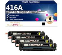 416A W2040A W2041A W2042A W2043A Cartucho de Tóner Compatible Para HP Color LaserJet Pro M454dw M454nw MFP M479dw M479fdw MFP M479fnw Impresora, Alto Rendimiento 2400 Páginas,Black-4 Pack