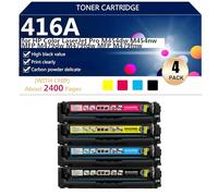 416A W2040A W2041A W2042A W2043A Cartucho de Tóner Compatible Para HP Color LaserJet Pro M454dw M454nw MFP M479dw M479fdw MFP M479fnw Impresora, Alto Rendimiento 2400 Páginas,BCMY-1 Pack