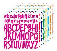 416pcs 8 Feuilles Autocollants Lettres, 2,5cm 5cm Majuscules et Minuscules Autocollant Alphabet Lettres Adhésives en Vinyle pour Scrapbooking Fenêtre Affiche (Couleur Arc-En-Ciel)
