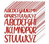 416pcs 8 Feuilles Lettre Autocollantes, 2,5cm 5cm Grand Majuscule Lettres Adhésives Imperméables Autocollants Alphabet Vinyle pour Scrapbooking Décoration Arts Artisanat Affiche (Rouge)