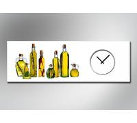 4175 Dixtime Horloge murale design, horloges murales, horloge de cuisine stylée,puriste, huile d'olive, bouteilles, blanc 50cm x 150cm