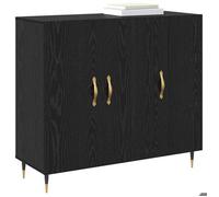 [41939]Buffet Bahut MEUBLECHIC, commode meuble de rangement, Chêne noir 90x34x80 cm Bois d'ingénierie,Poids:28.45 Kg