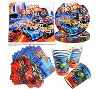 41Pcs Cars Vaisselle Anniversaire, Décoration de Fête d'anniversaire pour Enfants avec Voiture de Course, Set de Vaisselle pour Fête d'anniversaire, Nappe, Assiettes, Gobelets, Serviettes