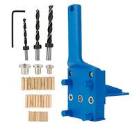 41Pcs Guide Percage Tourillon Guide de Perçage Chevilles Bois avec Butée Parallèle Kit de Gabarit de Goujonnage avec Centreur Tourillon 6 mm/8 mm /10mm pour Goujon en Bois à Main(41Pcs,Bleu)