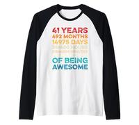 41st Birthday 41 Years of Being Awesome Vintage 41 Years Old Manche Raglan