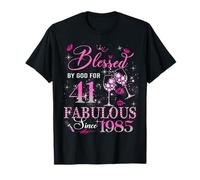 41st Birthday Queen Blessed by God 41 Fabulous Since 1985 T-Shirt