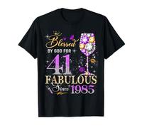 41st Birthday Queen Blessed by God 41 Fabulous Since 1985 T-Shirt