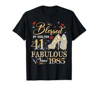 41st Birthday Queen Blessed by God 41 Fabulous Since 1985 T-Shirt