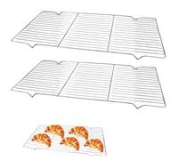 41x20 cm 2 Pièces Grand Grille de Refroidissement Patisserie Rectangulaire, Grille Patisserie Inox Durabilité Alimentaire Refroidissement Rectangle en Acier pour Cuisson, Gâteaux, Biscuits et Pain
