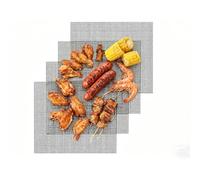42 * 36cm Grille Barbecue decoupable, 4PC Tapis de Cuisson anti-adhésif et réutilisable, Grille pour Grils, Fours, Friteuses à Air, Yaourtières