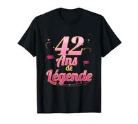 42 Ans de Légende Anniversaire Femme Rose et Doré T-Shirt