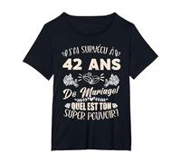42 Ans De Mariage Humour Mari Anniversaire De Mariage T-Shirt, Femme Grandes Tailles, Noir, 4X