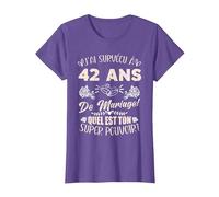 42 Ans De Mariage Humour Mari Anniversaire De Mariage T-Shirt, Femme, Violet Chiné, M