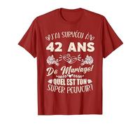 42 Ans De Mariage Humour Mari Anniversaire De Mariage T-Shirt, Homme, Canneberge, S