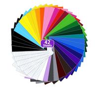 42 feuilles de vinyle adhésif permanent, 30,5 x 21 cm, papier transfert pour textile, papier transfert vinyle, adaptées à l'impression d'autocollants, aux machines de découpe, à la décoration DIY