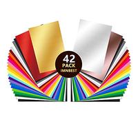 42 Feuilles de Vinyle auto-Adhésives Permanentes de Qualité Supérieure de 12” X 8”, (30,5 x 20,5 cm) 24 feuilles de couleurs assorties pour le Cricut, Idéal pour vos projets CRAFT-DIY