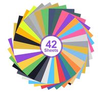 42 Feuilles Vinyle Adhesif 30.5×21 cm, 24 Couleurs Vinyle Thermocollant et Flex Thermocollant pour Cricut Joy, Vinyle Adhésif Permanent pour Verre, Voiture, Murs et Projets DIY Personnalisés