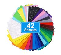 42 Feuilles Vinyle Thermocollant,30,5 X 21cm Vinyles à Transfert Thermique, Convient pour le Tirage de Voitures, la Gravure de Publicités, les Murs, les Verres, les Tasses et Autres Décorations