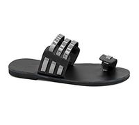 42 Multicolore 2 Emmanuela Sandales d'orteil en cuir à la main Grecque, chaussures d'été de haute qualité pour femmes, sandales à coulir à orteils ouverts, sandales plates Riemchen