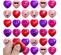42 PC Boules de Stress du cœur de la Saint-Valentin Mini 5CM Smile Face Squeeze Foam Relief Boule de Stress en Forme de cœur pour Cadeaux de la Saint-Valentin Adultes Carnaval (Herz-5cm, 42)