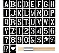 42 Pcs Alphabets Numéro Pochoirs Avec 3 brosse,7.62cm Plastique Réutilisable Pochoir de Lettres Pochoirs d'Artisanat de Numéros pour La Peinture Art Projects Décoration DIY