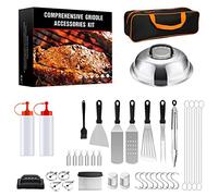 42 Pcs Ensemble Ustensile Barbecue, Set Accessoires de Grill en Acier Inoxydable Outil de Barbecue avec Presse à Griller Spatule pour Barbecue Pinces à Barbecue Crochets Boîte de Rangement