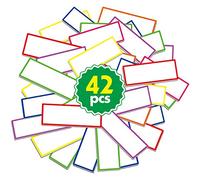 42 PCs épaissie magnétique gomme à sec réutilisable nom étiquette plaque arc-en-ciel néon autocollant en 7 couleurs pour les tableaux blancs casier réfrigérateur école bureau (8 cm x 3 cm)