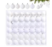 42 Petites Boules de Noël Blanc - 6 Designs Différents en Plastique 3CM - Mini Boules pour Sapin - Décorations de Noël