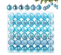 42 Petites Boules de Noël Bleu Glacé - 6 Designs Différents en Plastique 3CM - Mini Décorations de Sapin
