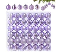 42 Petites Boules de Noël Violet - 6 Designs Différents en Plastique 3CM - Mini Décorations de Sapin de Noël