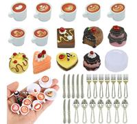 42 Pièces Accessoires Miniatures pour Maison de poupée 1/12 Jeu en Résine DIY Mini Food Objet Miniature Dessert Café Gâteau Nourriture Miniature, pour Mini Cuisine, Micro Paysage DIY