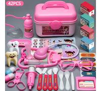 42 pièces Ensemble de jeu de médecin, stéthoscope d'infirmière de simulation, jouets de maison de jeu dentaire (accessoires de couleur aléatoire), jouets de rôle éducatifs de médecin pour garçons et f