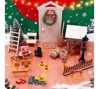 42 Pièces Kit Porte Lutin de Noël,Accessoires Lutin farceur,Les lutins farceurs Accessoires avec des véhicules Mobiles,Lutin de Noel Accessoires avec Couronne de Noel, Mini Sapin de Noel(Rouleau)