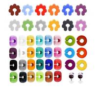42 Pièces Marque Verre Silicone, 24 Ellipses + 12 Fleurs+ 6 Anneaux C, Identificateur Verre à Pied Coloré pour Cocktail Champagne, Accessoire Vin Réutilisable pour Soirée Mariage Dîner Famille