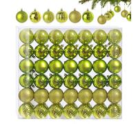 42 Pièces Petites Boules de Noël Vertes - 6 Différents Designs en Plastique 3CM - Mini Décorations de Sapin de Noël