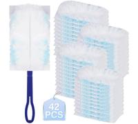 42 Pièces Plumeau pour swiffer, Recharge plumeau pour swiffer, Recharges de Plumeaux Jetables pour Plumeau électrostatique Robuste,Recharges Duster avec 1 poignée